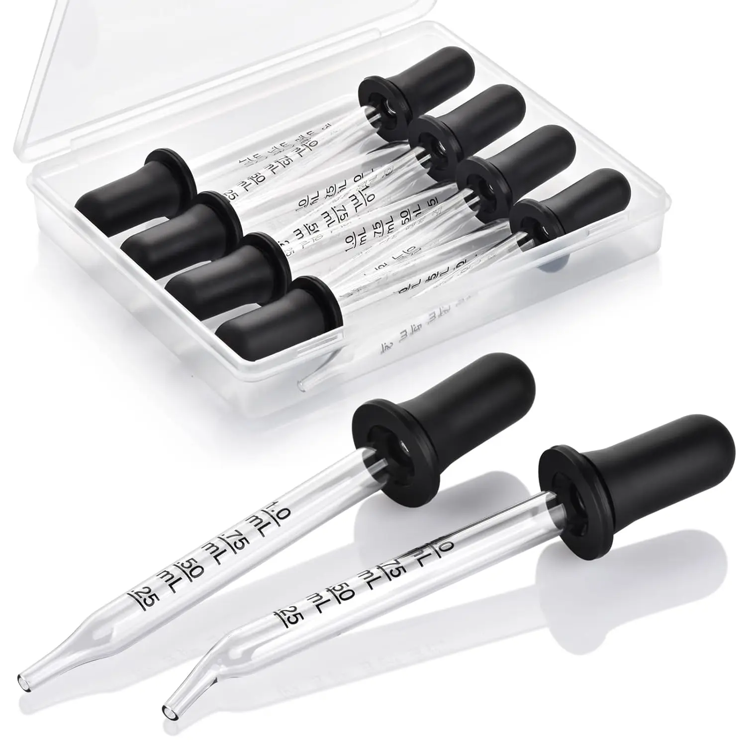 Eye Dropper 8 Pack, Glass Pipette Dropper, 1 ml Droppers Tool for Essential Oils, Crafts, Ear Eye, Lab, Measuring and Transferring a Variety of Liquids, Bent & Straight Tips