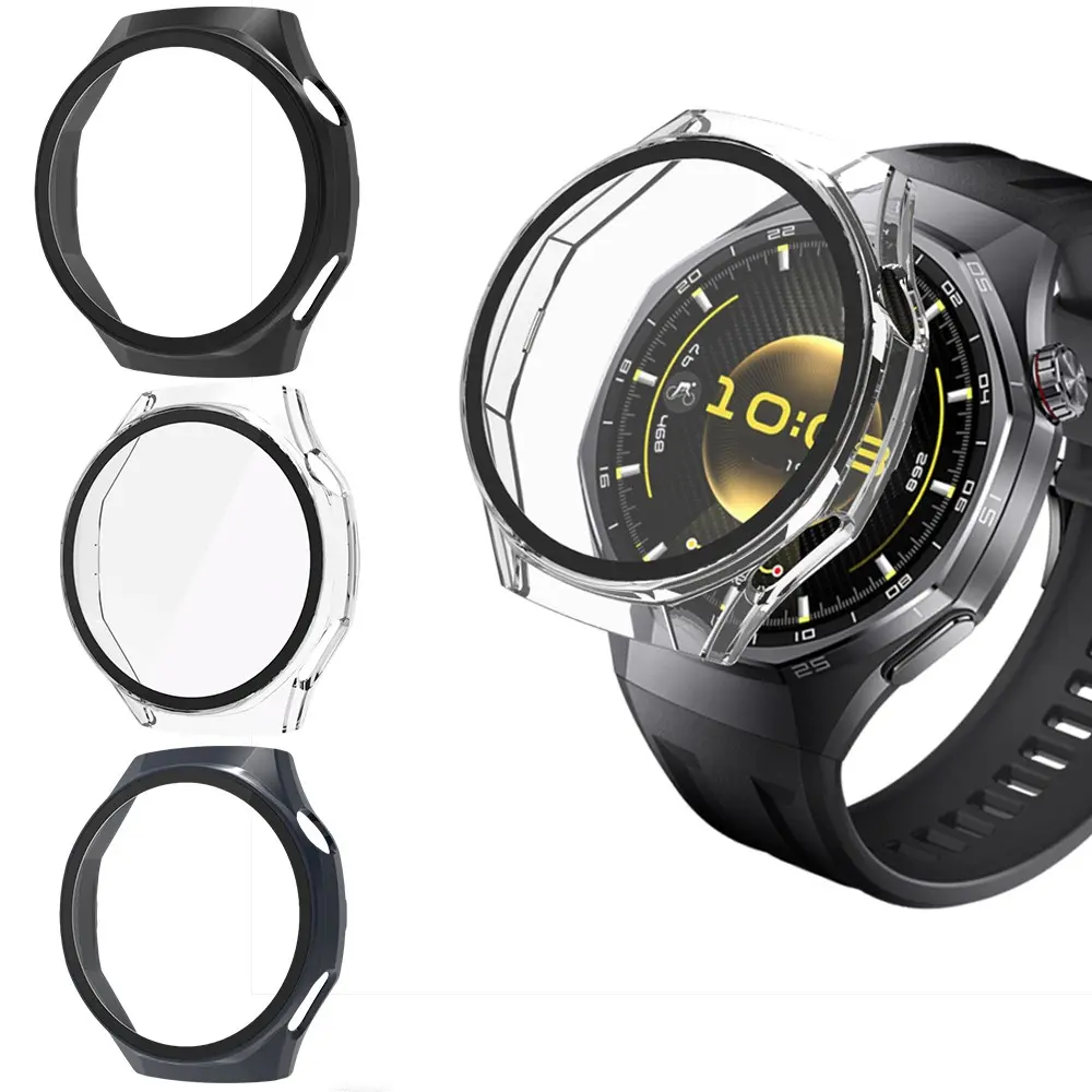 Three-Piece Set Huawei Watch Gt6/gt6 Pro/gt5/gt5 Pro/gt4 Case Cover, Hard PC Shell + Glass Screen, Full Protection, Lightweight, Scratch-Resistant