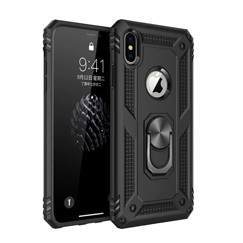 Case for iPhone XS/iPhone X Full Body Protection, Dual Layer Shockproof, Magnetic Ring Stand, Durable Scratch-Resistant, Pure Color, High-End for iPhone XS/iPhone X Case