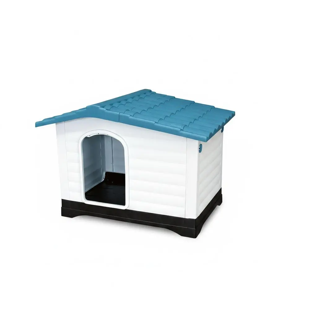 Durable Dog House – Weather-Resistant Outdoor Pet Kennel, Fold-Out Porch, Elevated Base, Easy Assembly, for Small/Medium Dogs – Versatile Shelter, Standard Size