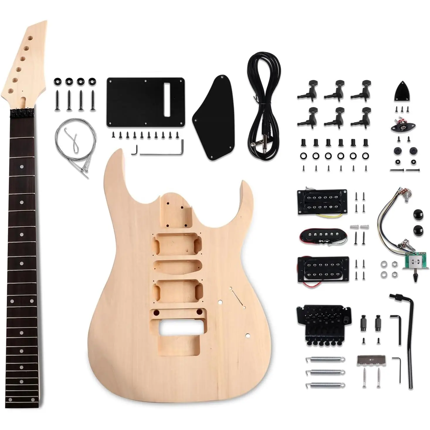 DIY Electric Guitar Kit Beginner Kit 6 String Right Hand JS Series | Basswood , Hard Maple , Engineered  Fretboard, Black Hardware, Build Your Own Guitar