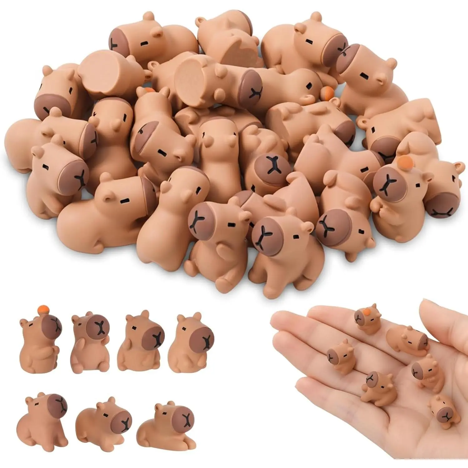 35 Pcs Mini Resin Capybaras 7 Styles Mini Capybara Figures Resin Animals Cut Capybara Figurine Tiny Animals Miniature Figurines for Garden Dollhouse Tabletop Landscape Party Cake Decor DIY