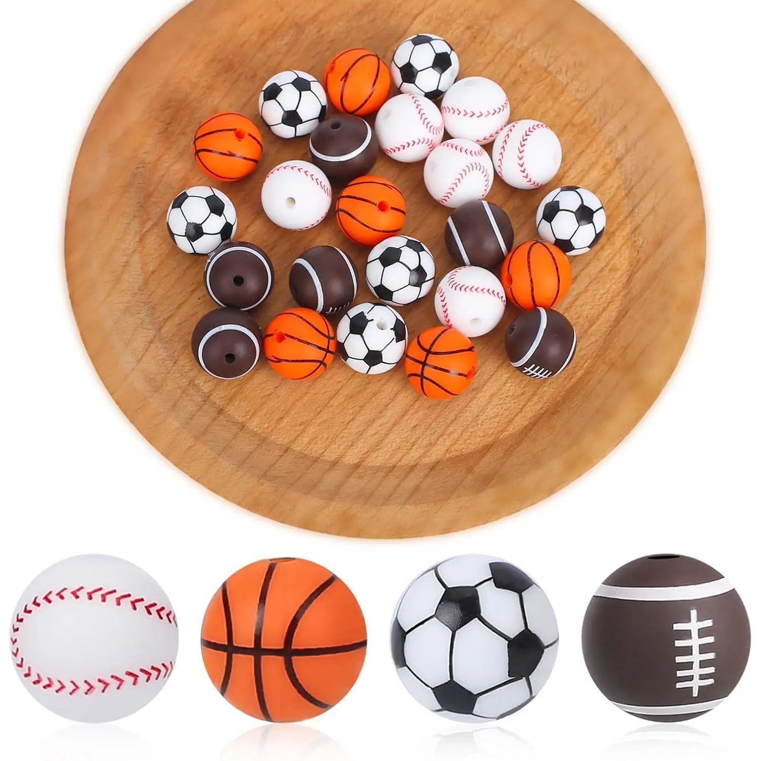 16 count  Ball Beads - 15mm Multicolor  Beads for , Bracelet, Necklace & DIY Crafts