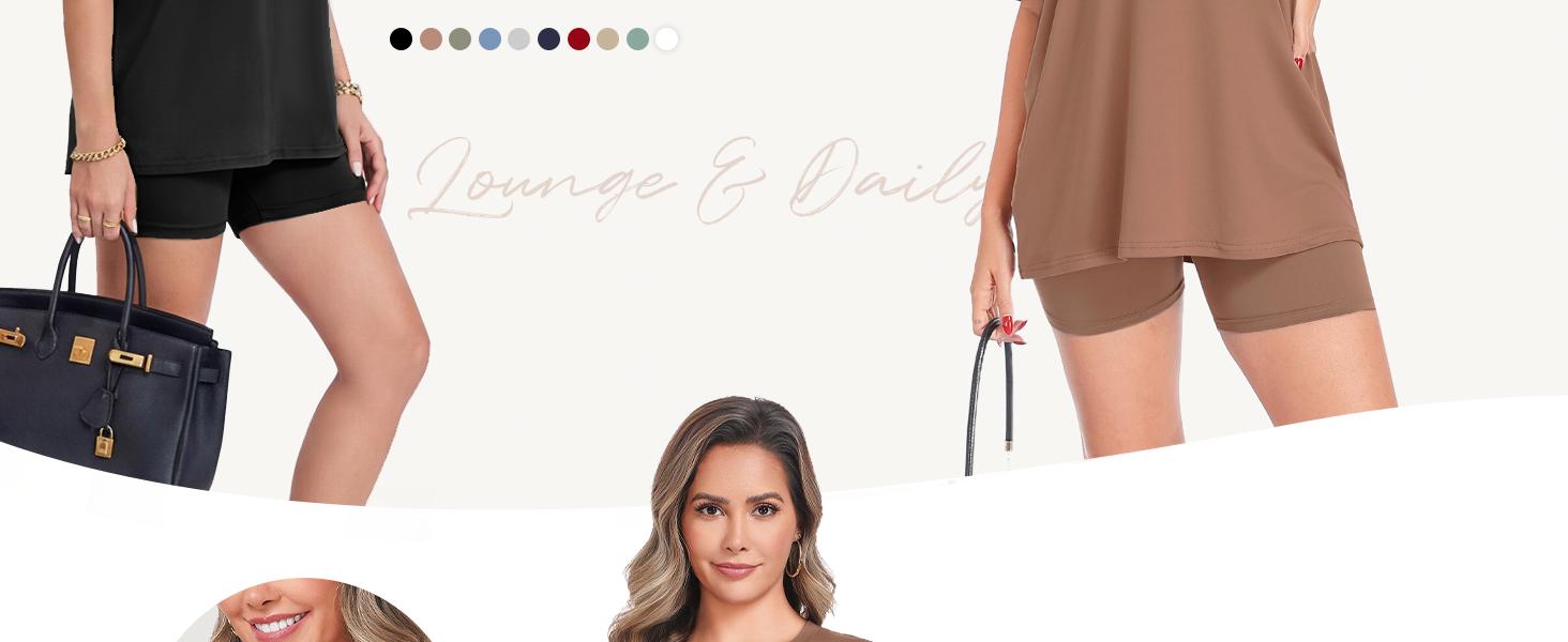 2 Piece Sets for Women Summer - Oversized T-Shirt and Biker Shorts Lounge Sets Matching Outfit for Travel Casual