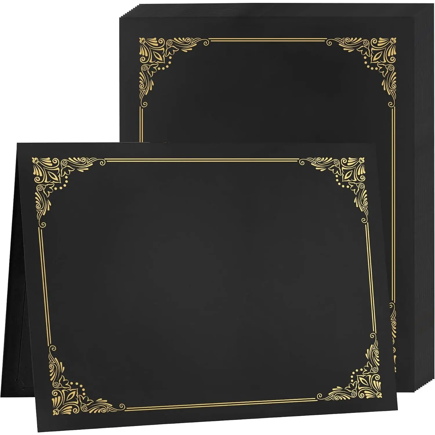 Certificate Holders 10 Packs Black,Diploma Holders Certificate Covers  Foil Border for Letter Size 8.5x11 Certificate Papers,Cardstock, Award, Graduation Documents