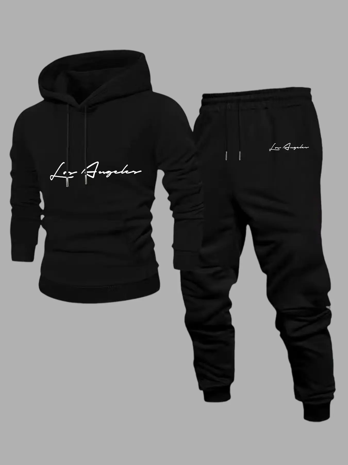 Men's Fashion Casual Sportswear Set, Hooded Sweatshirt and Long Pants, High-Quality Warm for Fall Winter, Outdoor Two-Piece Set, Sweatsuit Sets