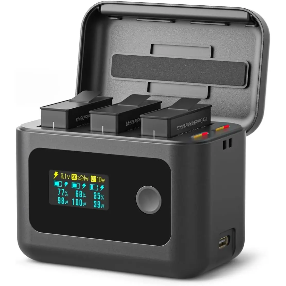 Intelligent  Charger for   360&Action 6/5 Pro/4/3,24W  Intelligent Bi-Directional  Hub w/LCD Display Shows  SOC,Charger Only ( Charger Only)