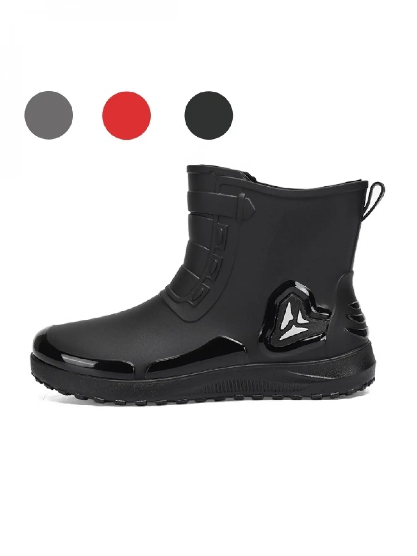 Multi-Purpose Reinforced Impact Toe Men Short Closed Waterproof Rain Boots Footwear, Rugged Lug Anti Slip Sole Slip On Shoes for Dog Walking Beach Camping Tide Pickin