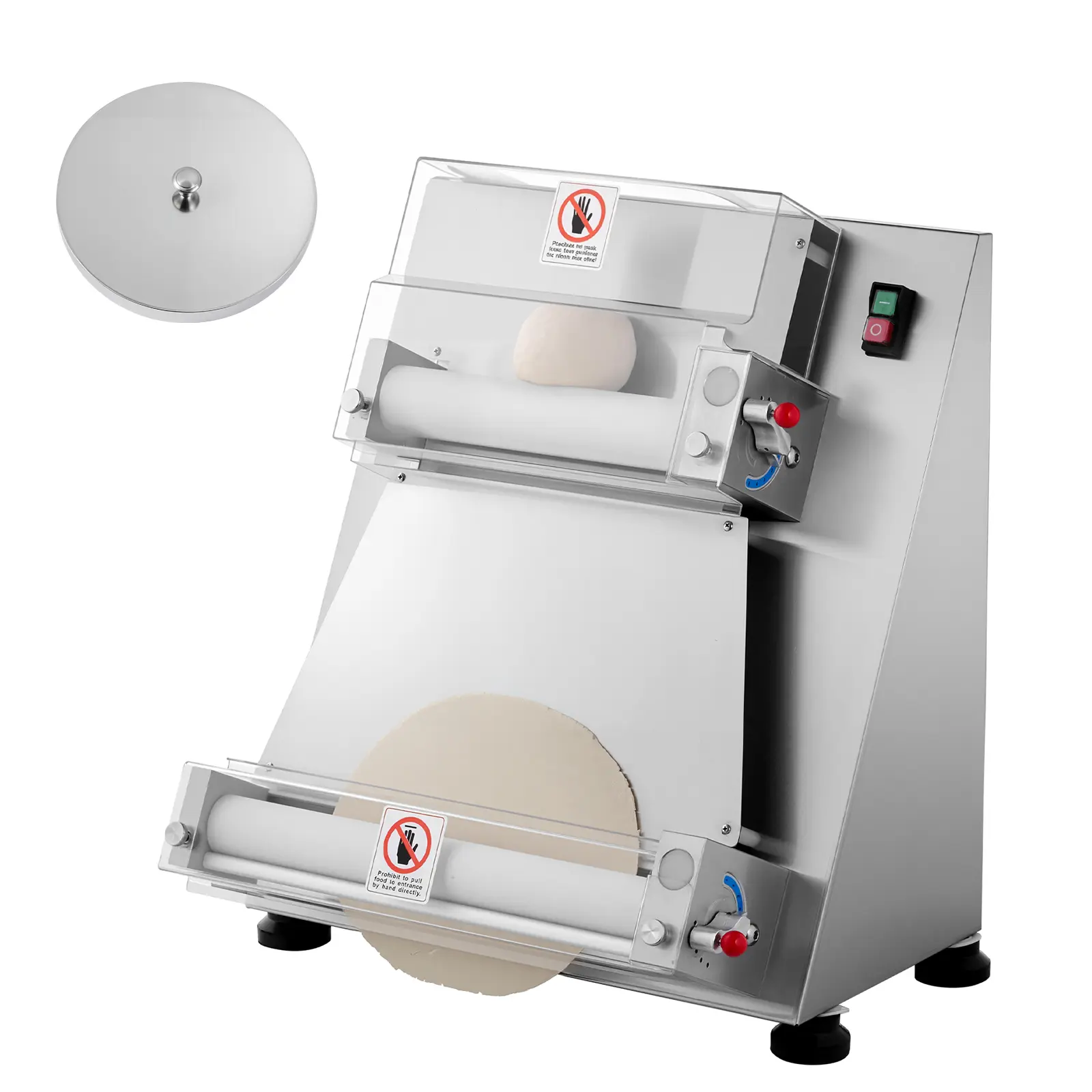 Pizza Dough Roller Sheeter, 390W Power, POM + PC + Stainless Steel 201 Construction, Quick Pressing, Adjustable Sizes