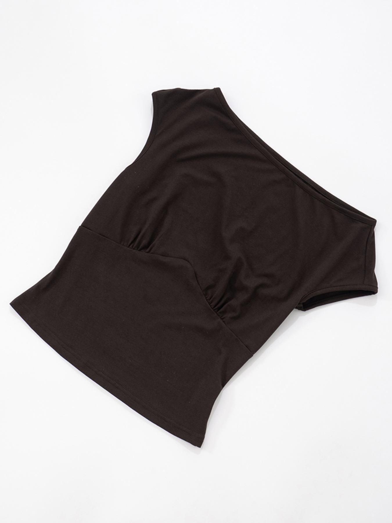 Women's Fashion Solid Color Ruched Short Sleeve Knit Cropped T-Shirt Summer, Casual Minimalist Basic Fitted Trendy Essential, Perfect for Any Occasion, Womenswear, Top