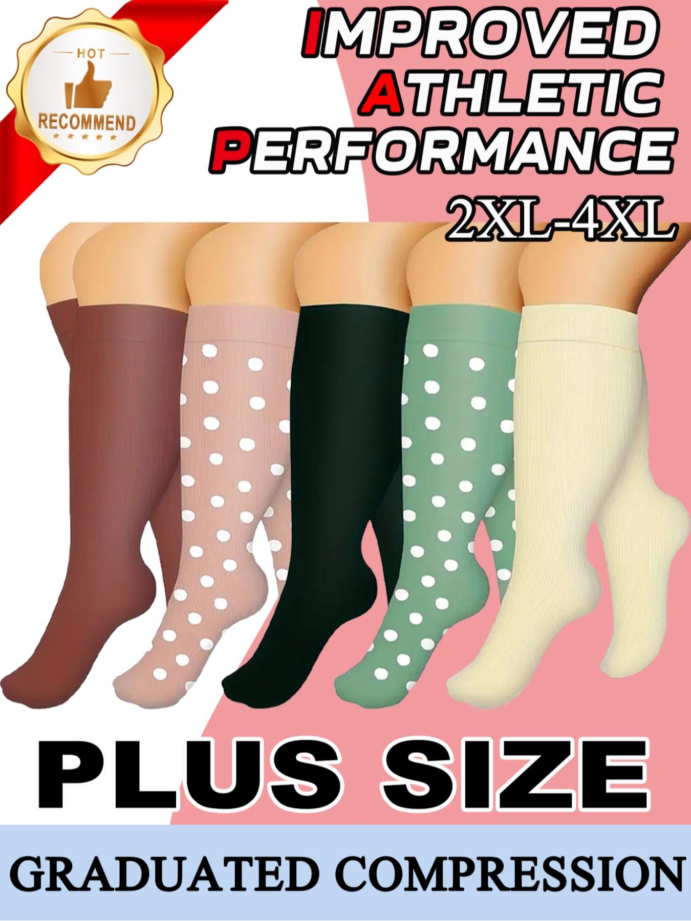 5 Pairs Unisex Compression, 20-30mm Hg Graduated Support Stockings, Athletic Running Socks, Ideal for Running & Nursing, All Season Wear
