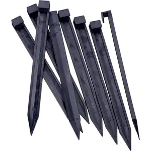 Landscape Edging Spikes, 12 count 10 Inch Garden Stakes Anchoring Spikes for Paver Edging, Weed Barriers, Turf, Tent, Weed Barrier, Timber, Carpentry, Tent etc. (12, Black)