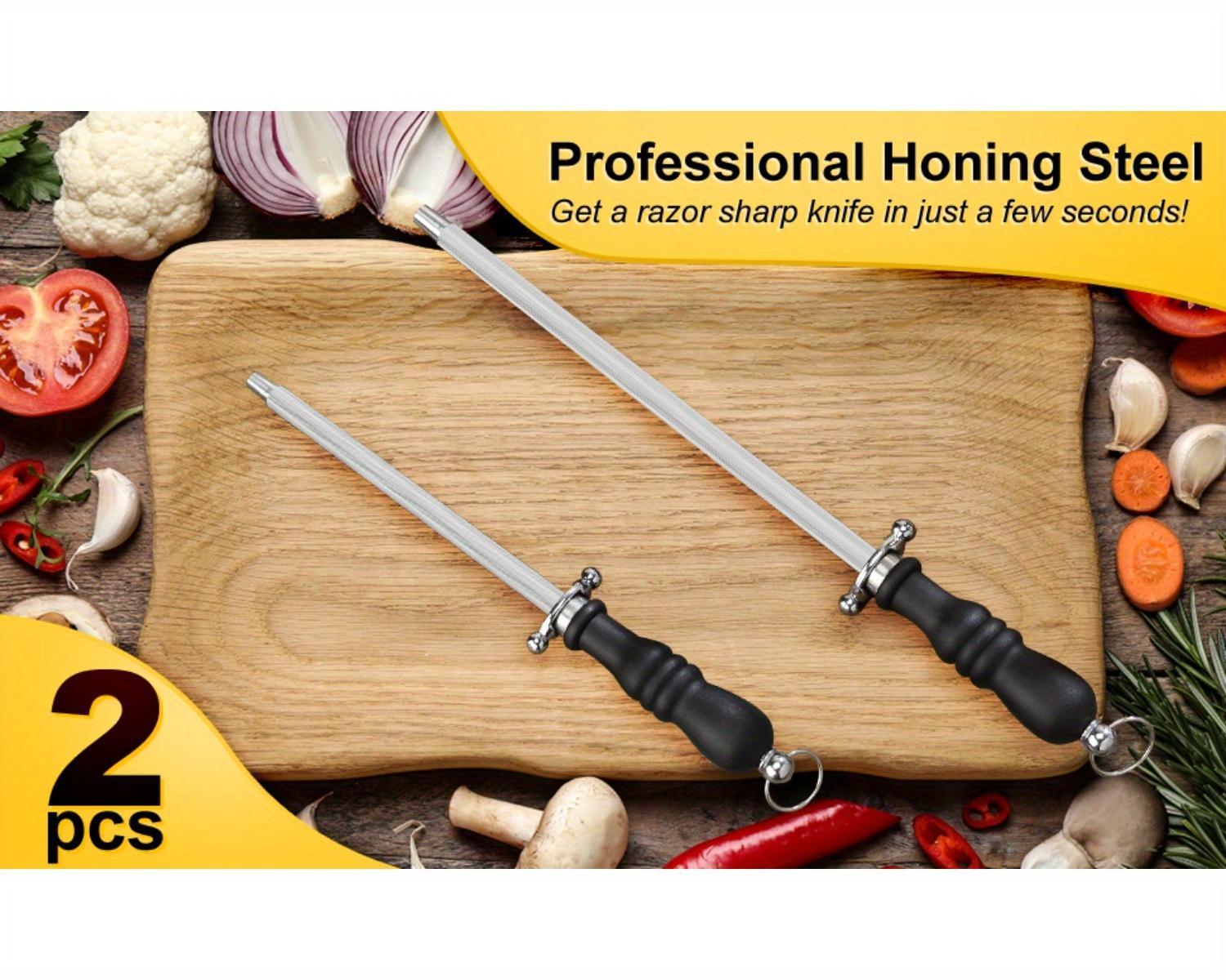 8-inch & 12-inch Honing Steel, Professional Carbon Sharpening Steel, 2 PCS Honing Rod/ Knife Steel, Kitchen Knives Honing Rod, Non-slip Handle, Kitchen Knife Sharpener Rod Repair Knife Edge 8-inch & 12-inch Honing Steel, Professional Carbon Sharpening Steel, 2 PCS Honing Rod/ Knife Steel, Kitchen Knives Honing Rod, Non-slip Handle, Kitchen Knife Sharpener Rod Repair Knife Edge