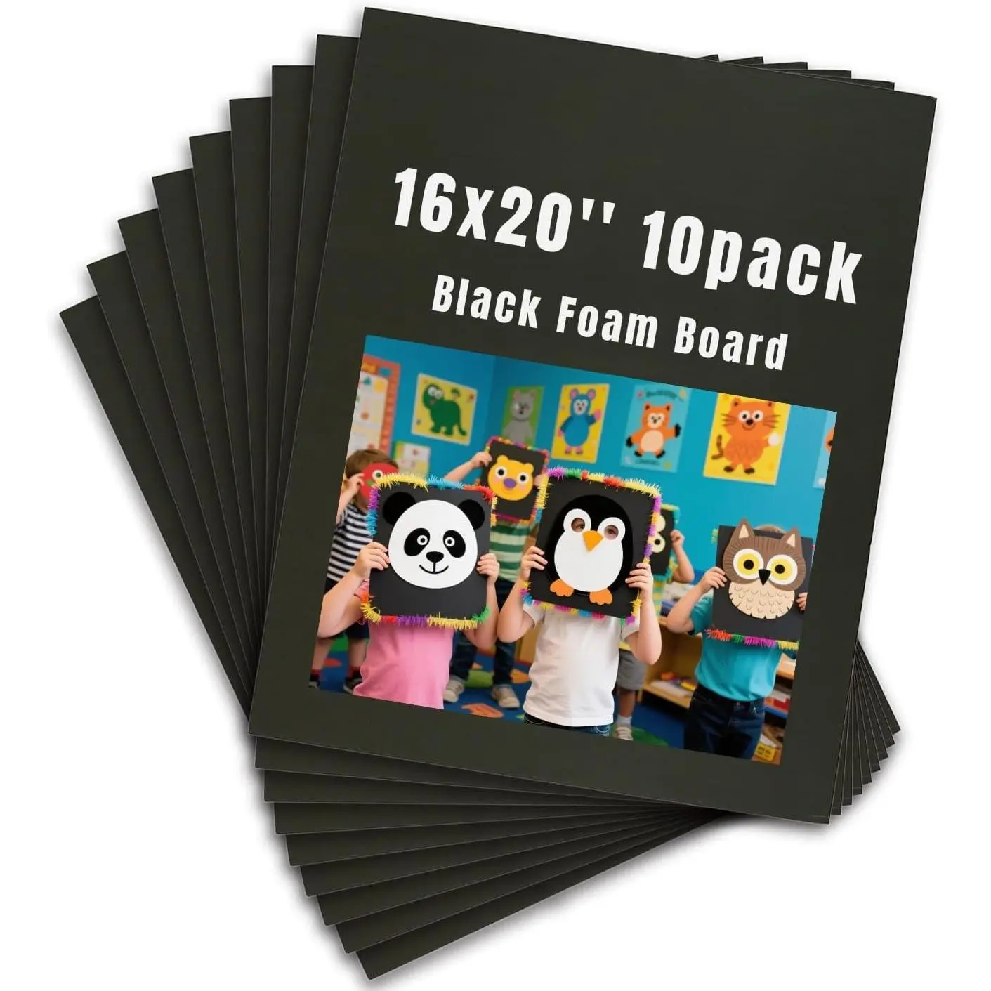 16x20 in Rectangular Polystyrene Black Foam Board 10-Pack, 3/16 in Thick Cuttable Office Foam Core Board, Display Backer for DIY Projects, University Displays