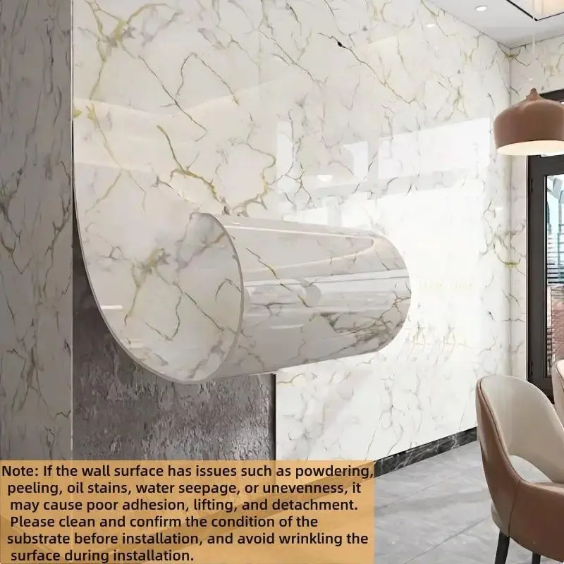 Marble Visual Wall Sticker, Self-Adhesive Marble Pattern Wallpaper, Waterproof, Oil-Resistant, Easy Clean, Ideal for Living Room, Kitchen, Bedroom, Office Decor