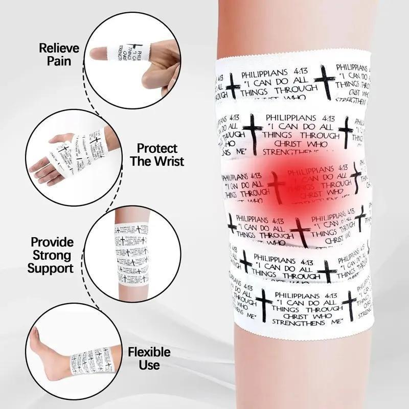 Cross Tape Christian Athletic Tape Sports Wrap 2in x 23ft Jesus Cotton Wrist Wrap for Soccer Football Baseball Gymnastics Boxing Christian Church Gifts