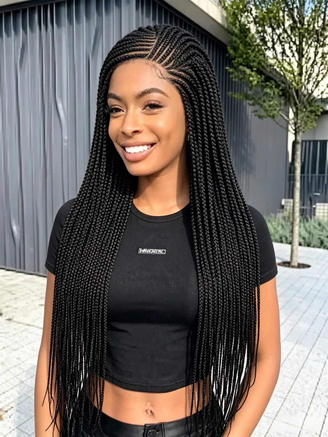34 Inch Full Lace Square Part Knotless Box Braids Wig, Synthetic Fiber, Extra Long Straight Wigs, No Bangs, All Seasons