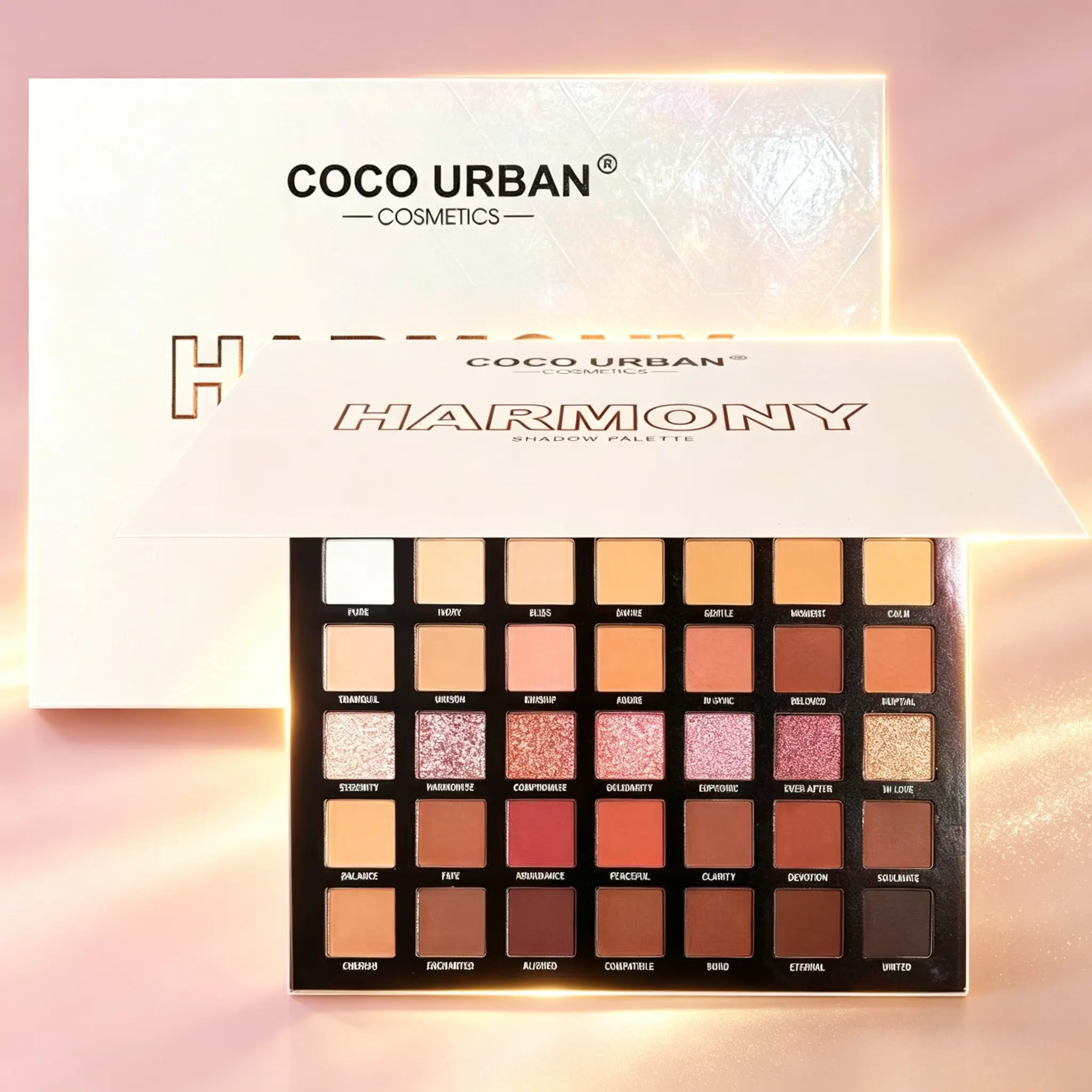 Glossy Matte Mixed 35 Color Eyeshadow Palette - Warm Orange-Brown-Gold Shimmer Color - Soft and Atmosphere-Oriented Look - Fine Shimmer - Smooth and Matte - Good Blending - Mirror Finish - Suitable for Home and Travel - Portable - Multi-Color Eyeshadow