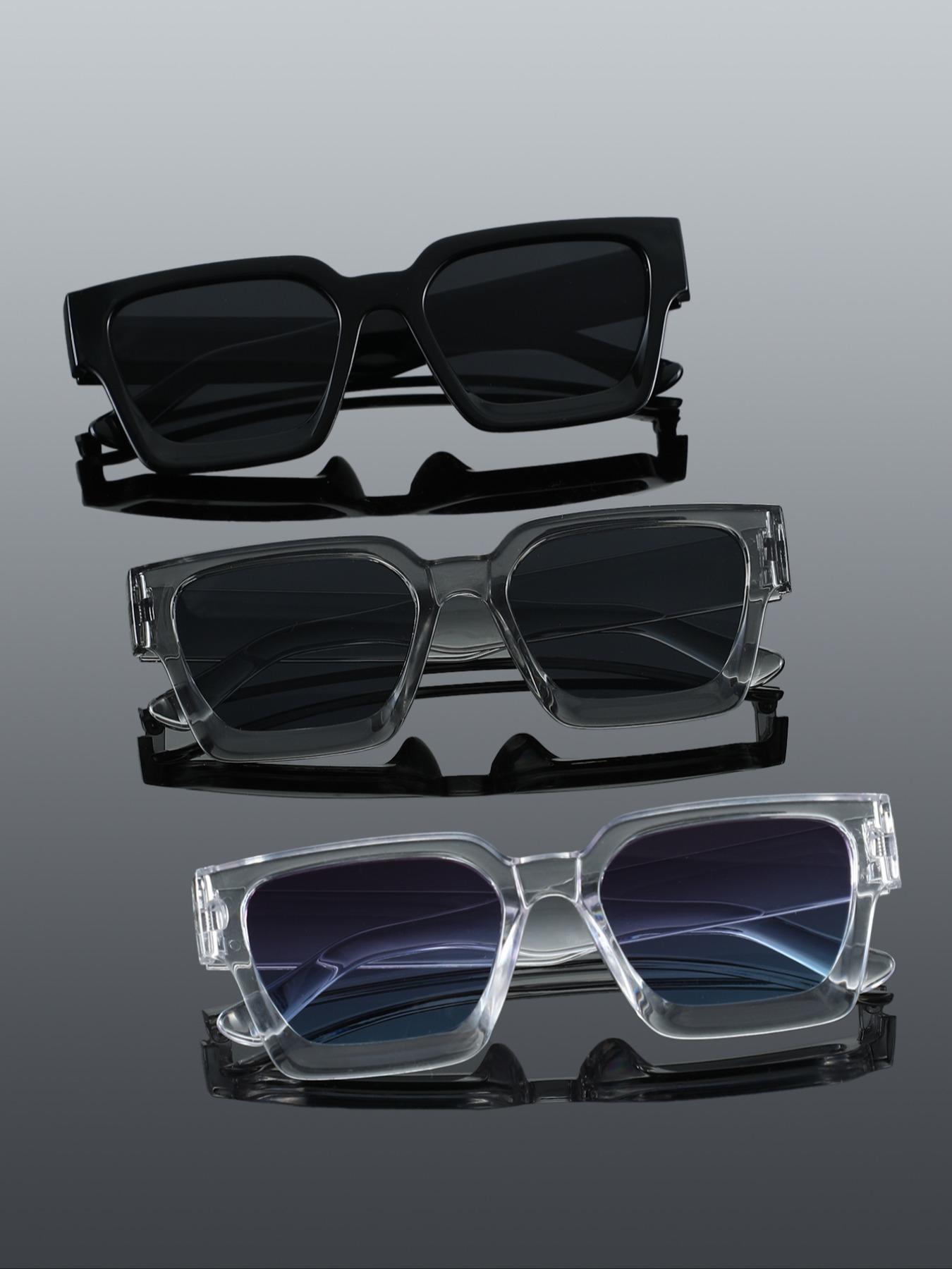 3-Pack Unisex Classic Square Sunglasses Lightweight Durable Sunglasses for Daily Travel, Stylish and Versatile Eyewear Suitable for All Occasions