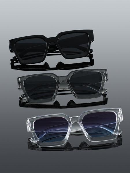 3-Pack Unisex Classic Square Sunglasses Lightweight Durable Sunglasses for Daily Travel, Stylish and Versatile Eyewear Suitable for All Occasions