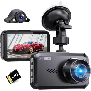 4K+2.5K  Cam Front and Rear,Free 64G SD Card,2160P+1600P UHD   Camera for ,176?+160?Wide Angle,3.5 ''IPS Screen Dashcam,Loop Recording,G-Sensor,Night Vision,24H Parking