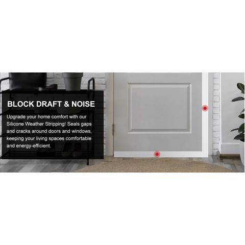 20ft T-Shaped Weather Stripping Seal, Door Seal Tape for Doors and Windows, Blocks Cold Drafts and Reduces Noise