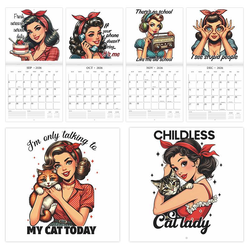 1 Piece 2026 Pin-Up Girl Calendar | Y2K Retro Aesthetic Decor for ...