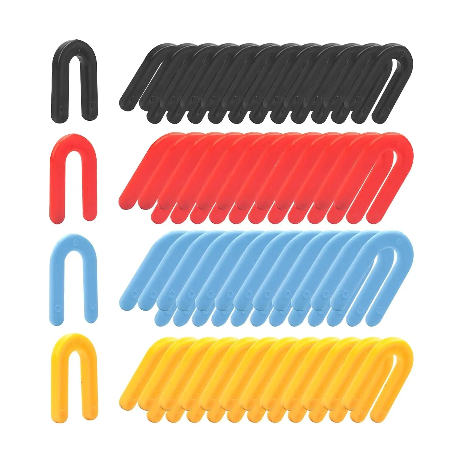 400PCS Plastic U Shaped Horseshoe Tile Spacers Shims for Leveling, 4 Sizes 1/16" 1/8" 3/16" 1/4" in Blue Red Yellow Black