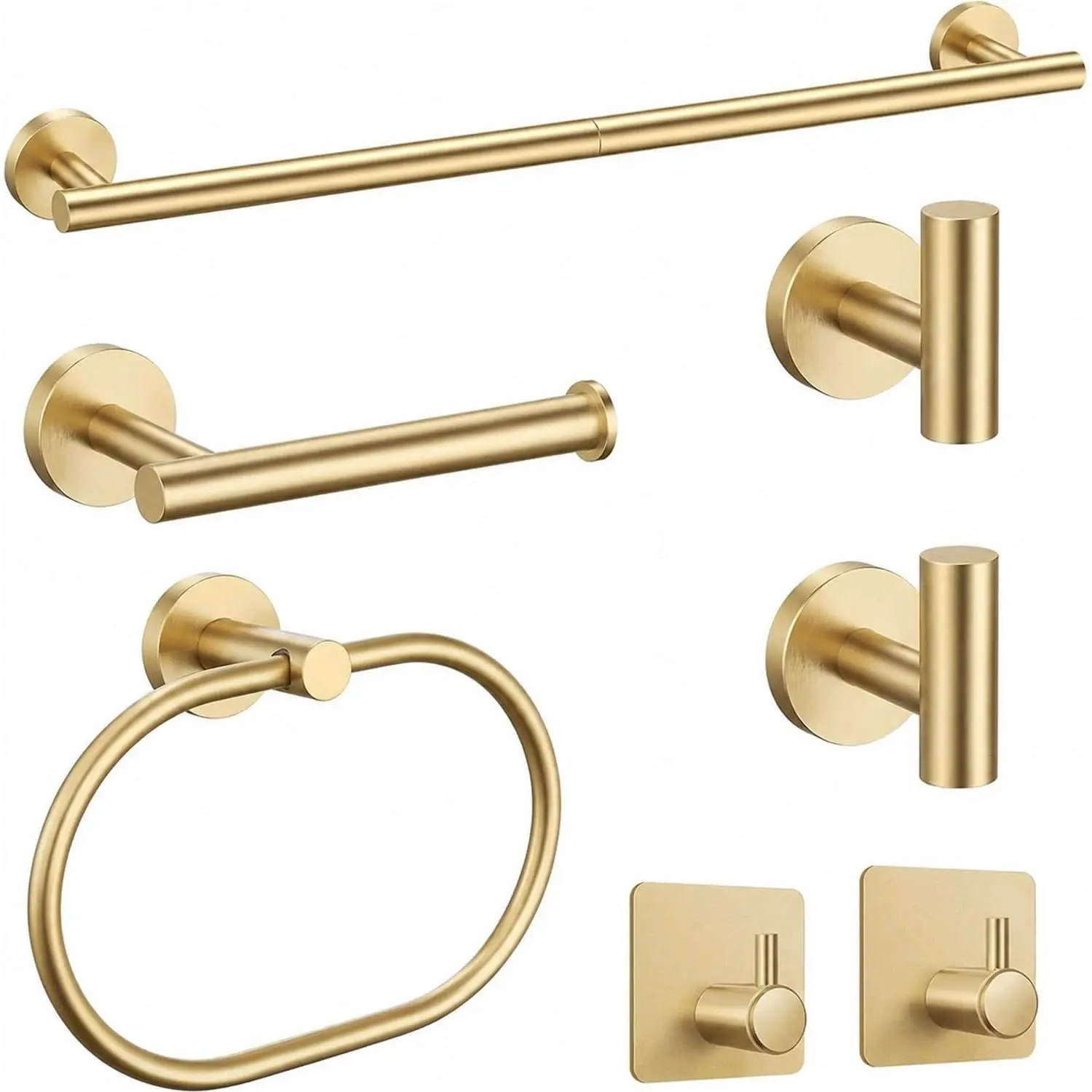 Brushed Gold Bathroom Accessories Set, 7 Pieces Gold Towel Bar Bathroom Hardware Set, 31.5 Inch Towel Racks for Bathroom, SUS304 Stainless Steel Bathroom Towel Holder Toilet Paper Holder Wall Mounted