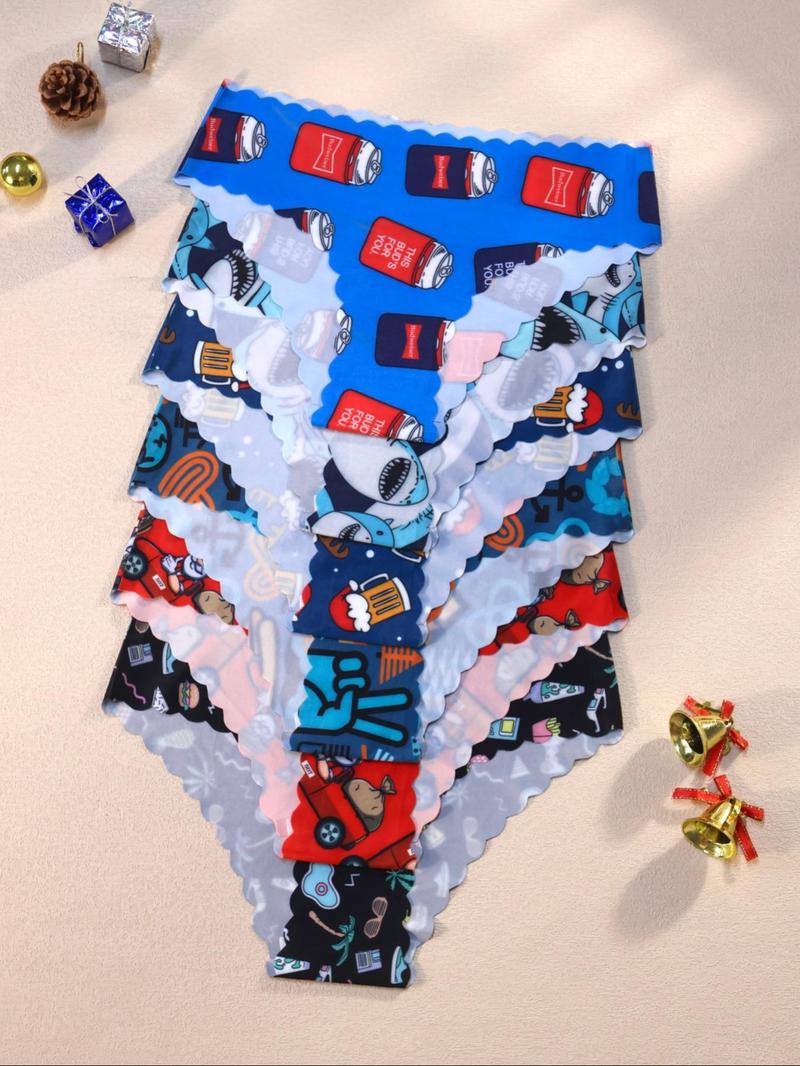 Women's Plain/Leopard Print Scallop Trim Knicker, Soft Comfy Breathable Drop Waist Panty for Daily Wear, Ladies Underwear for All Seasons