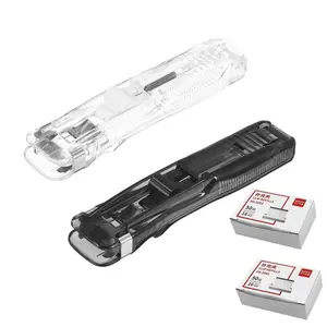 2 Pcs Portable Binder Clip Stapler, with 100 Pcs Small Binder Clips, Non-Destructive Paper Clam Dispenser for Office, Home, School