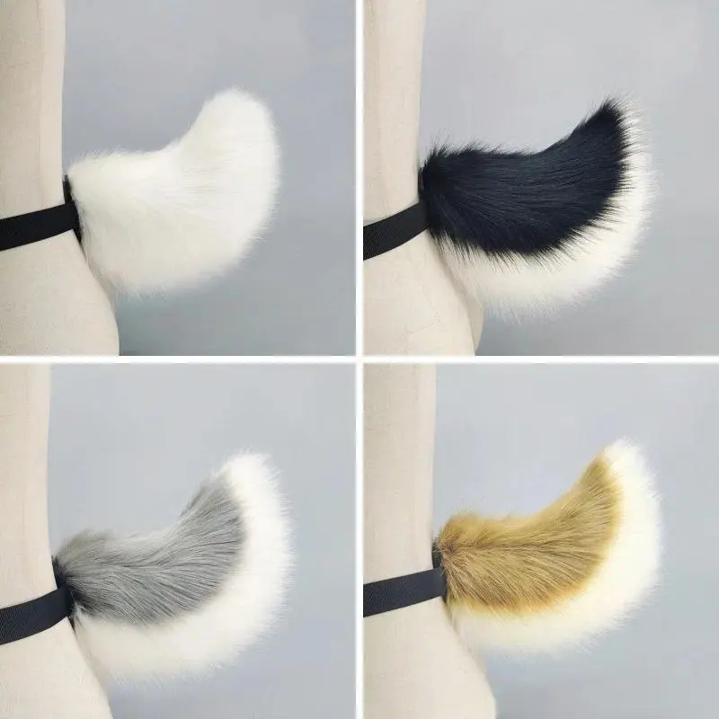 Plush Bunny Hare Ears Hairbands Loppy Eared Rabbit Hair Hoop Fluffy Bunny Tail Cute Women Cosplay Accessories Fursuit Props