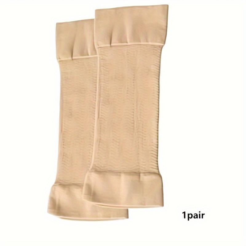 1 Pair Women'S Arm Compression Sleeves, Thin Elastic Knit Shapers for Body Correction, Sporty Solid Color Gloves, Machine Washable & Dry Cleanable, Polyester Material