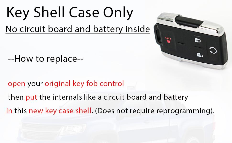Key Fob Shell Case Replacement for Chevy Colorado Silverado GMC Canyon Sierra 2014 2015 2016 2017 2018 2019 2020 2021 2022 2023 Keyless Entry Remote Control 4Buttons Cover M3N-32337100