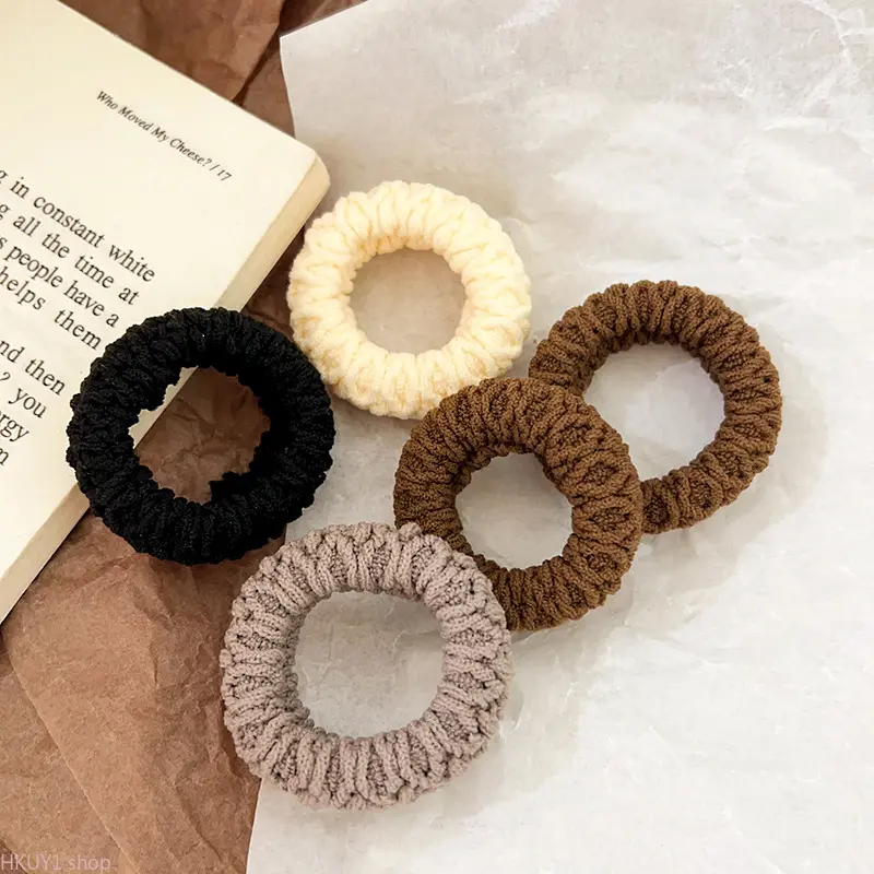 Women's Thick Knit Elastic Band Scrunchies - High Stretchy Ponytail Holders, Soft No-Damage Bag Accessories for Thick Hair Daily Styling, Round Scrunchie Bulk DIY Luggage Add-ons, Scrunchies Bulk