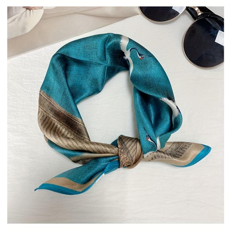 Ring  necklace  watch  scarf 100% Mulberry Silk Small Square Handkerchiefs and Genuine Silk Scarves from Hangzhou, Cultural Creative Gifts Featuring a Song Huizong Style Design of Auspicious Cranes