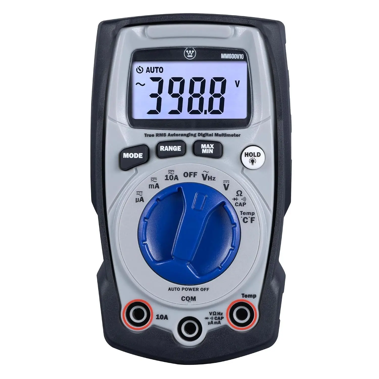 600V Rating True RMS Auto-Ranging Digital Multimeter for Household Circuits - Voltmeter, 10A Ammeter, Continuity, Frequency, Temperature, Diode, Ohm, Capacitor Tester
