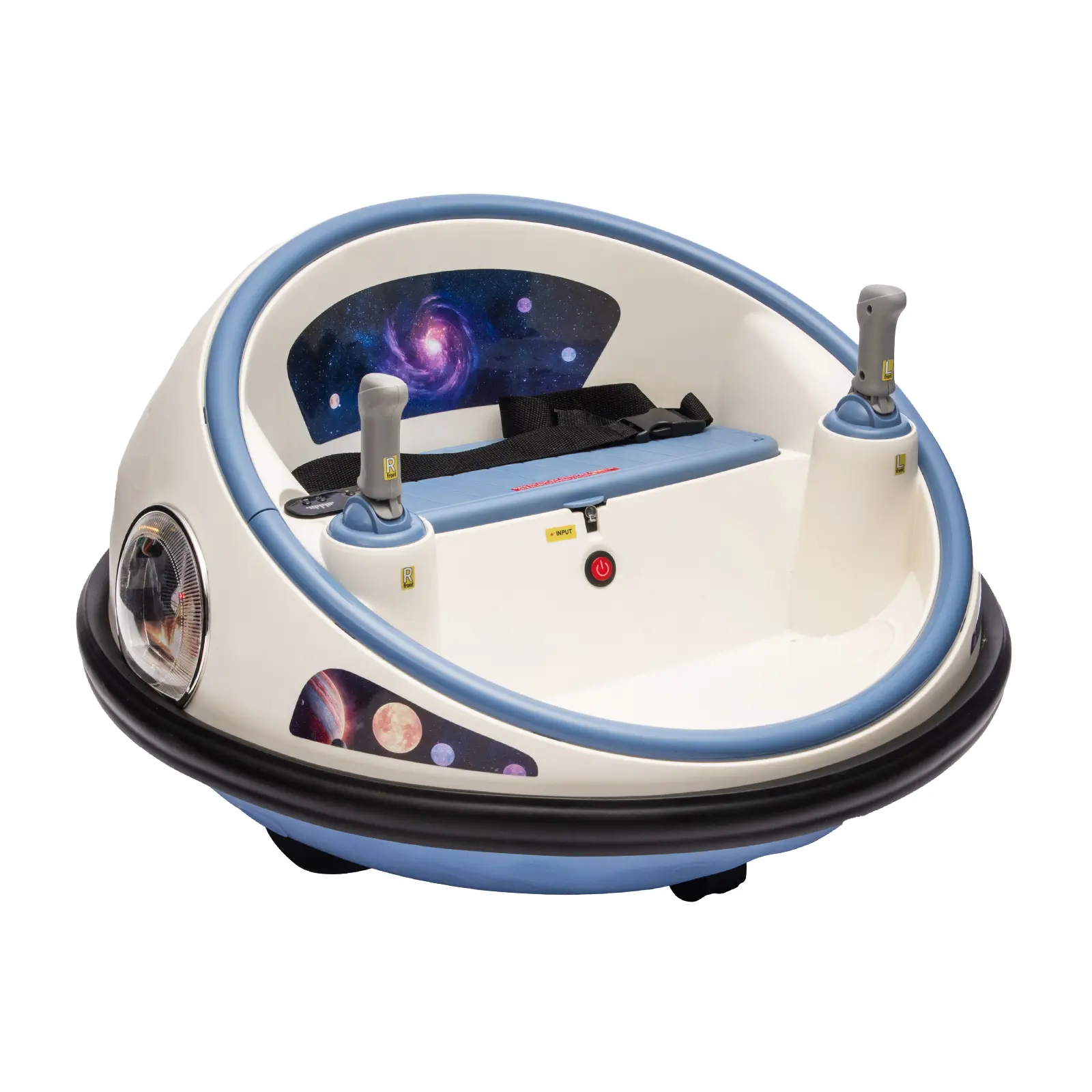 Rechargeable Kids Bumper Car – Remote Control, 360° Spinning, LED Lights, Soft Seat, Indoor/Outdoor Fun Ride-On, White