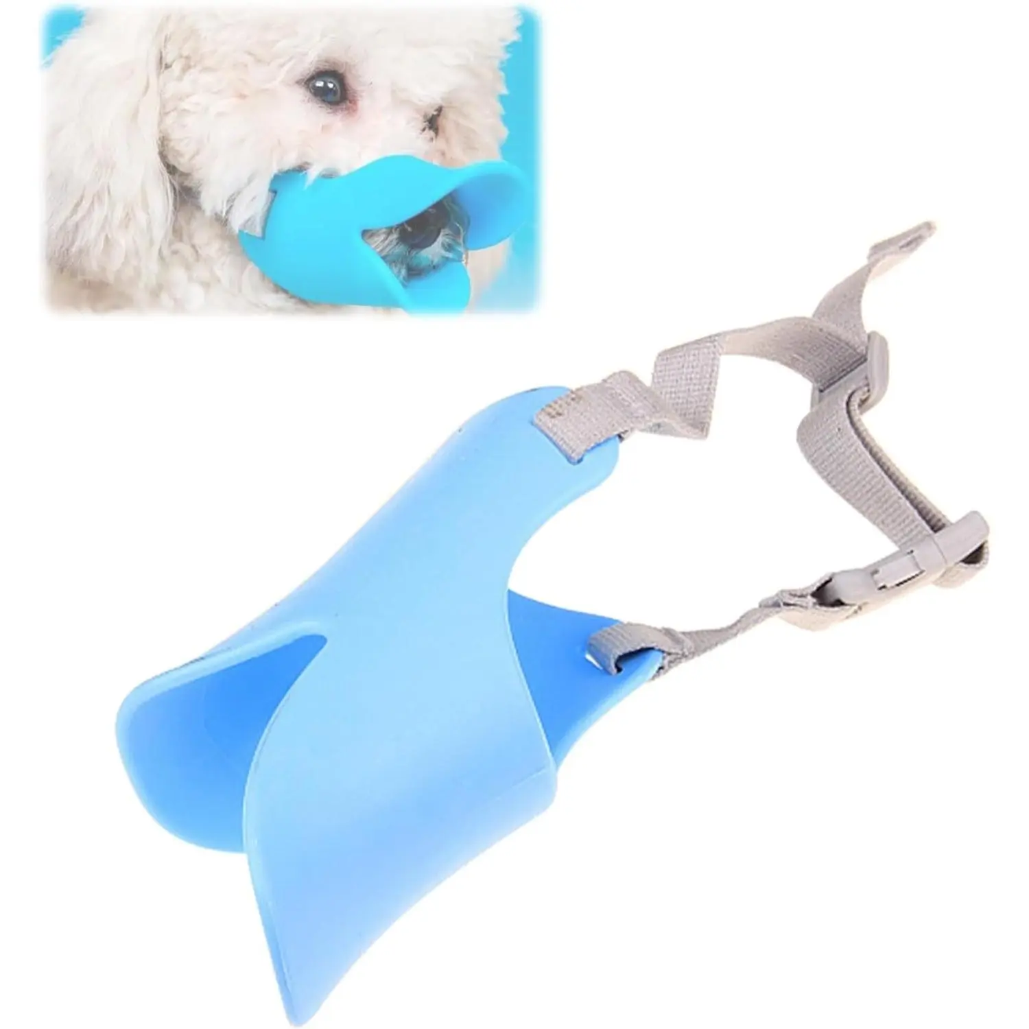 Anti Bite Duck Mouth Shape Dog Mouth Covers,Soft Duck Silicone Mouth Cover with Adjustable Strap,Small Medium Dogs Muzzle Masks Best for Prevent Barking,Biting,Chewing (Blue, S-Size: 9cm/3.54inch)