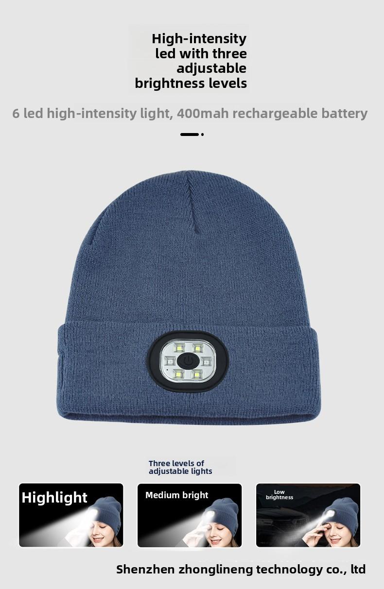 Multifunctional Wireless Bluetooth Headset LED Light-emitting Light Cap Outdoor Warm Lighting Knitted Hat