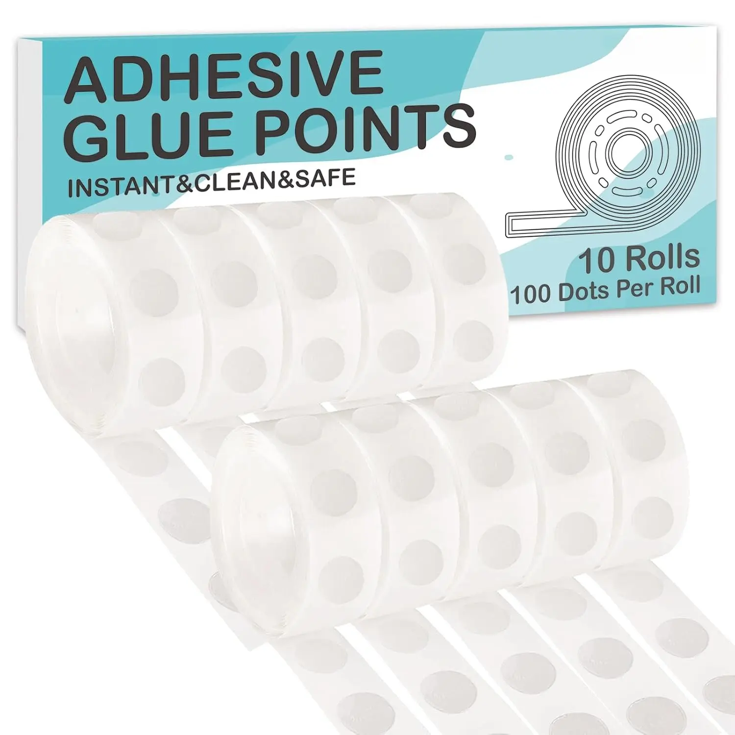 1000 count Glue Point Dots Double Sided Adhesive for Balloons Craft | Double Sided, Sticky, Removable, Clear