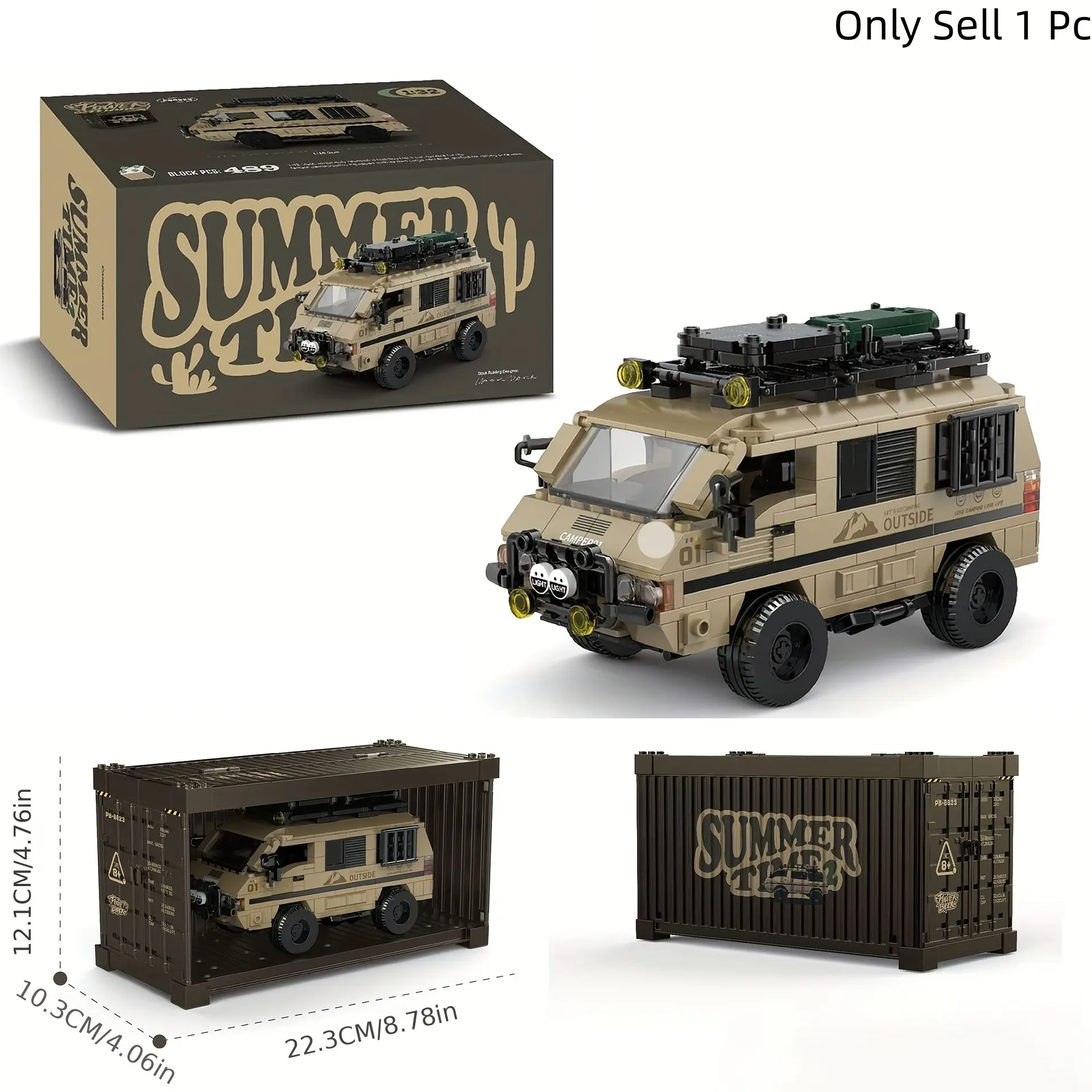 Off-Road Camper Van Building Blocks Set with Storage Display Case, DIY Camping SUV Model Bricks, Collectible Desk Decor, Stress Relief Hobby Toy for Adults Teens Kids, Gift for Outdoor & Car Lovers