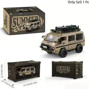 Off-Road Camper Van Building Blocks Set with Storage Display Case, DIY Camping SUV Model Bricks, Collectible Desk Decor, Stress Relief Hobby Toy for Adults Teens Kids, Gift for Outdoor & Car Lovers