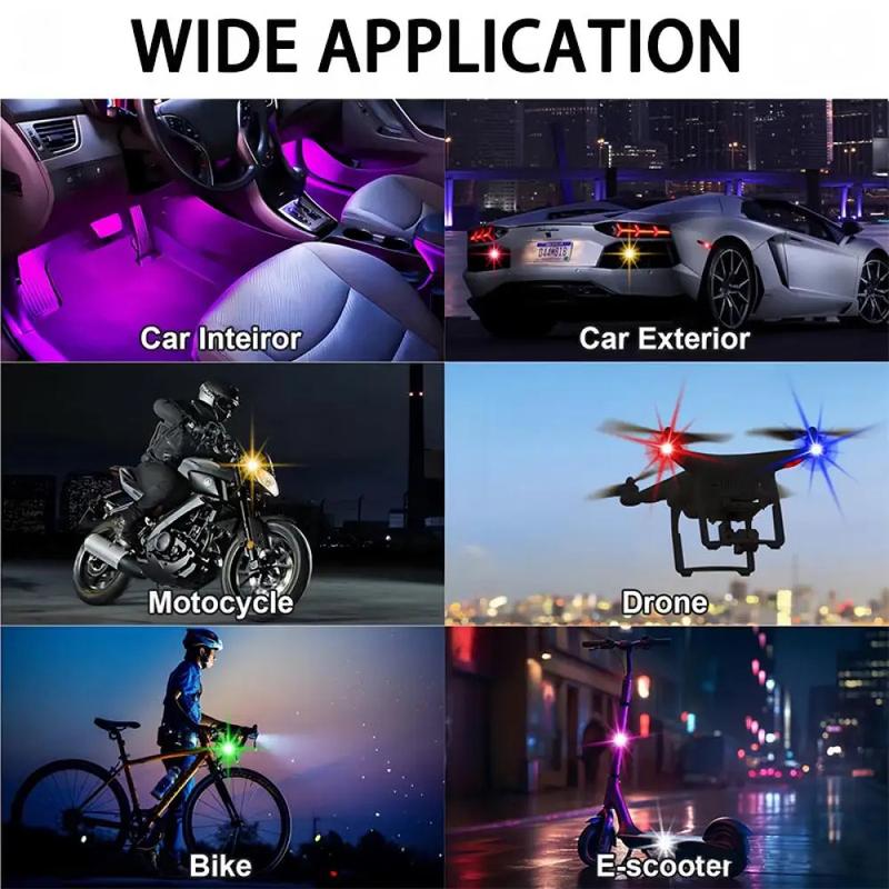 Wireless LED Strobe Lights Car Decor Atmosphere Light Warning Lights RGB Led Aircraft Strobe Lights Car Motorcycle LED Lights