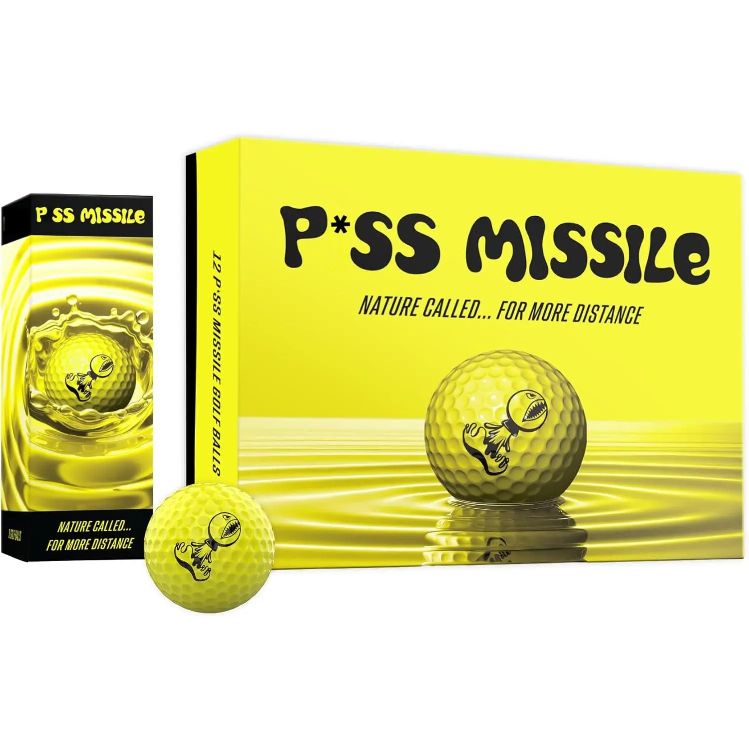 P*ss Distance Golf Balls - 4-Piece Design, Surlyn Cover, High Compression Core - Lower Spin, Better Trajectory for Longer, Straighter Shots