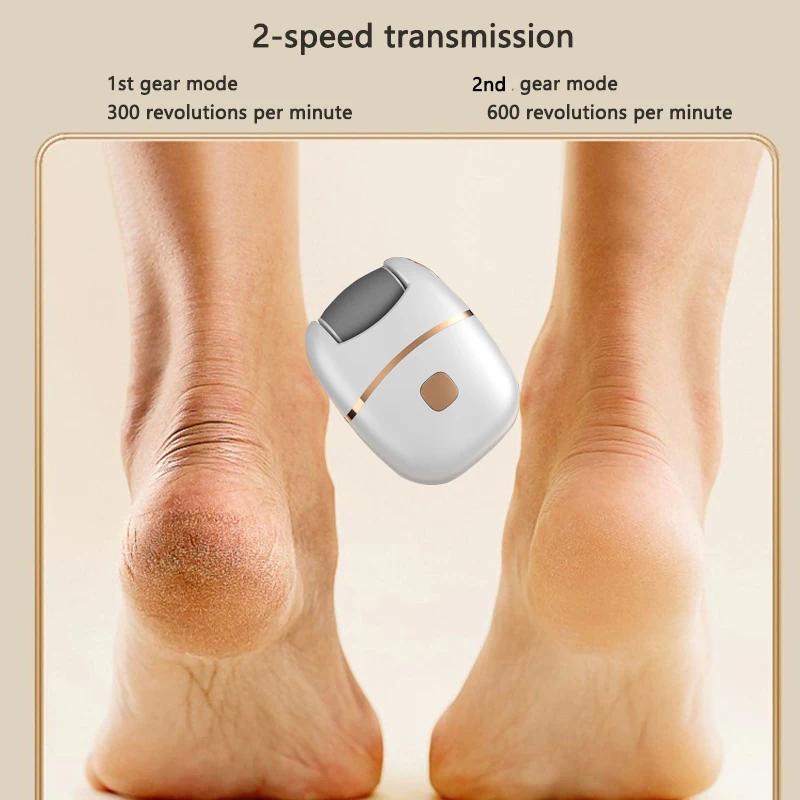 Electric Foot Grinder with 2 Grinding Heads - Rechargeable Callus Remover for Thick Hard Skin, Adjustable Thickness Polishing Foot Care Tool