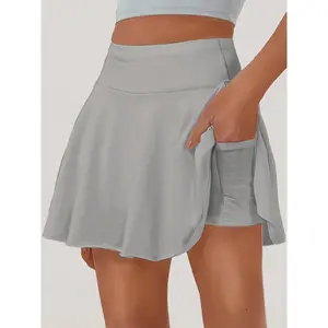 Spring Summer Women'S Fashion Skirt, Summer Breathable Comfortable Short Skirt, Elegant And Grand, Inner Shorts Anti-Exposure with Pockets, Holiday Gift Women'S Short Skirt, Daily Commute Casual Sports Fashion All-Match Skirt Pants
