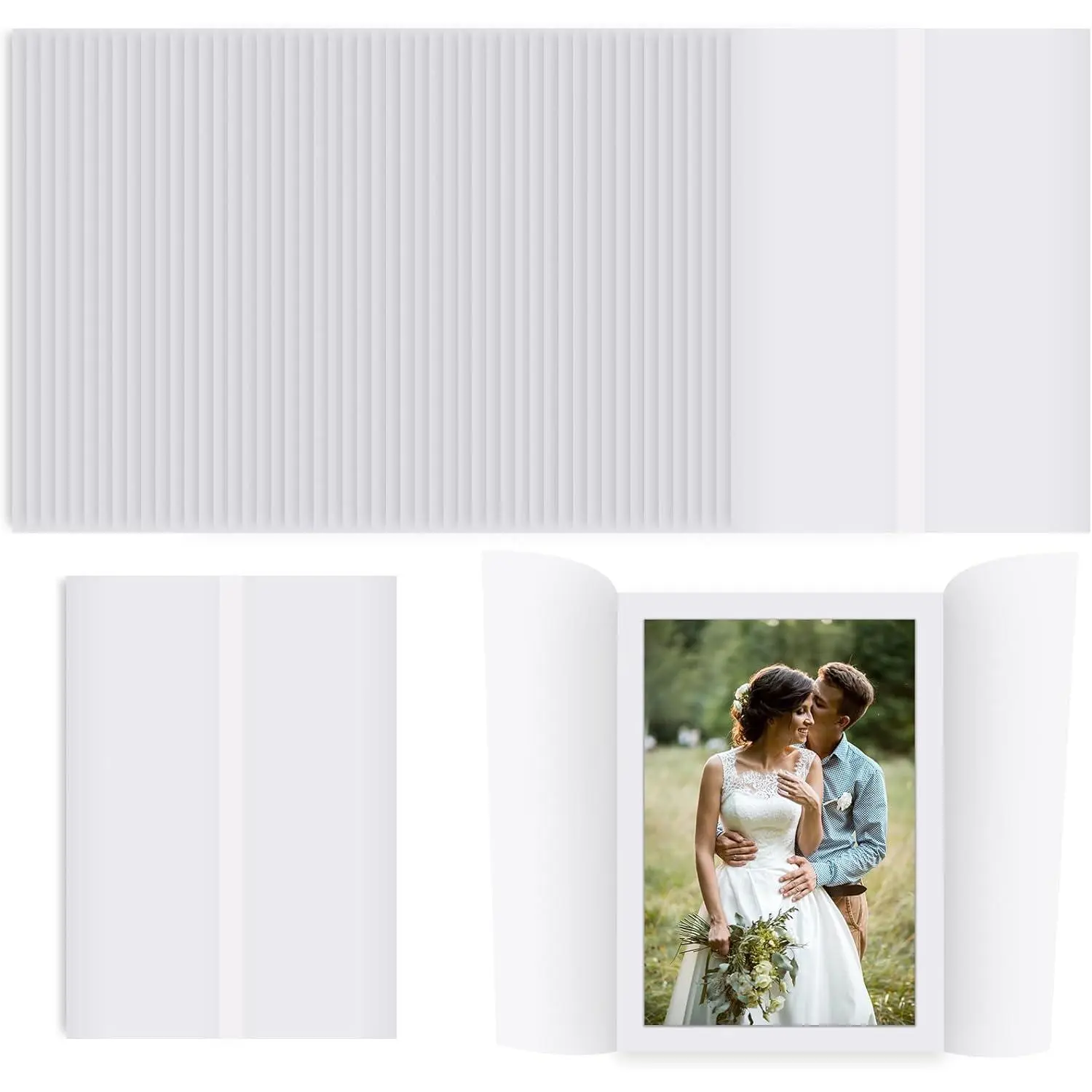 50 Sheets Pre-Folded Vellum Jackets for 5x7 Invitations,Vellum Wraps for 5 x 7 Wedding Invitations,Bulk Transparent Paper Envelope Liners for Wedding  Shower Birthday Invitations Cards