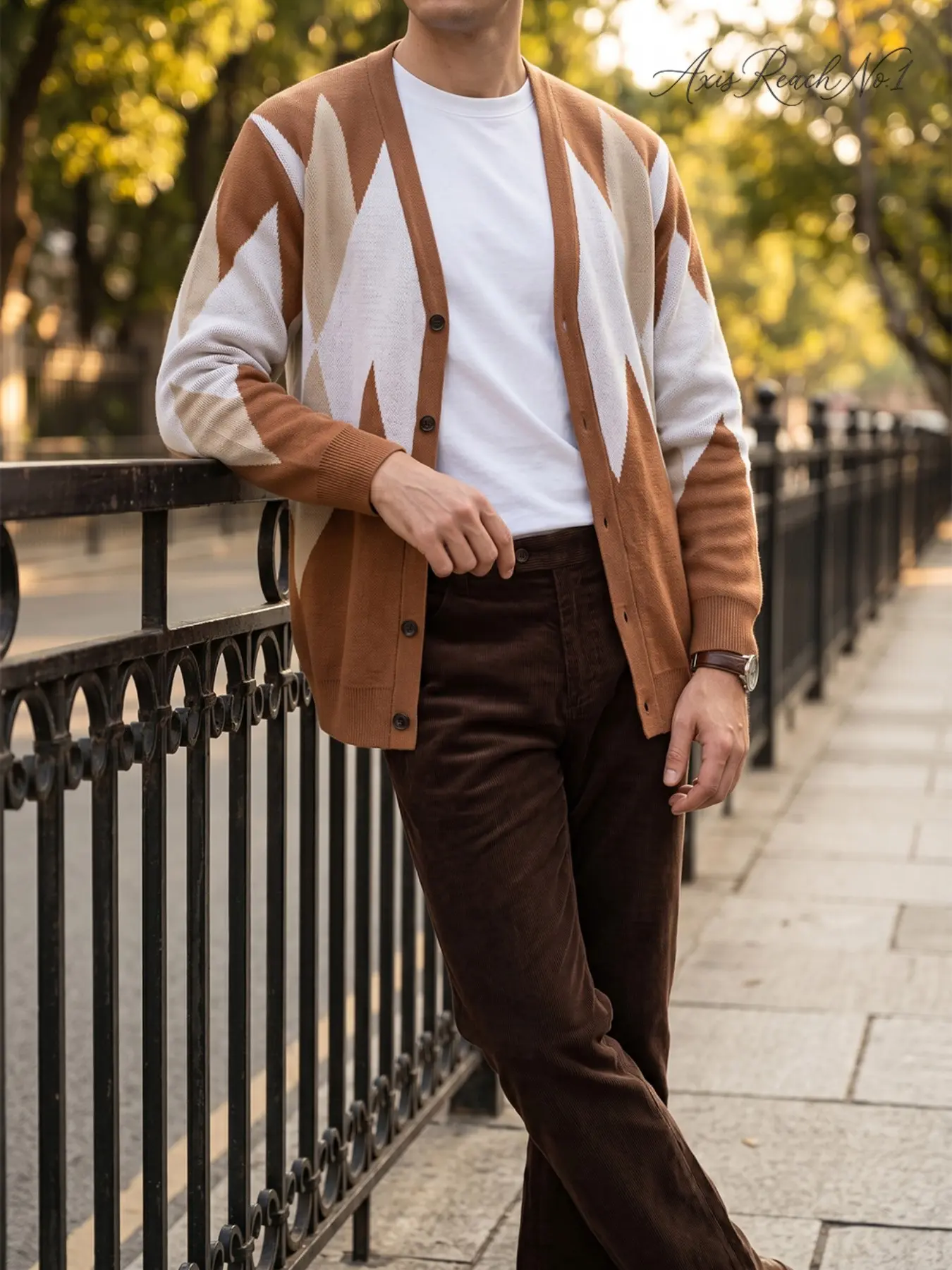 A1 Men's Vintage Classic Argyle Cardigan Sweater - Relaxed Fit Knit Button Down for Streetwear, Casual Daily Wear & Outdoor Style - Soft Breathable Layering Piece