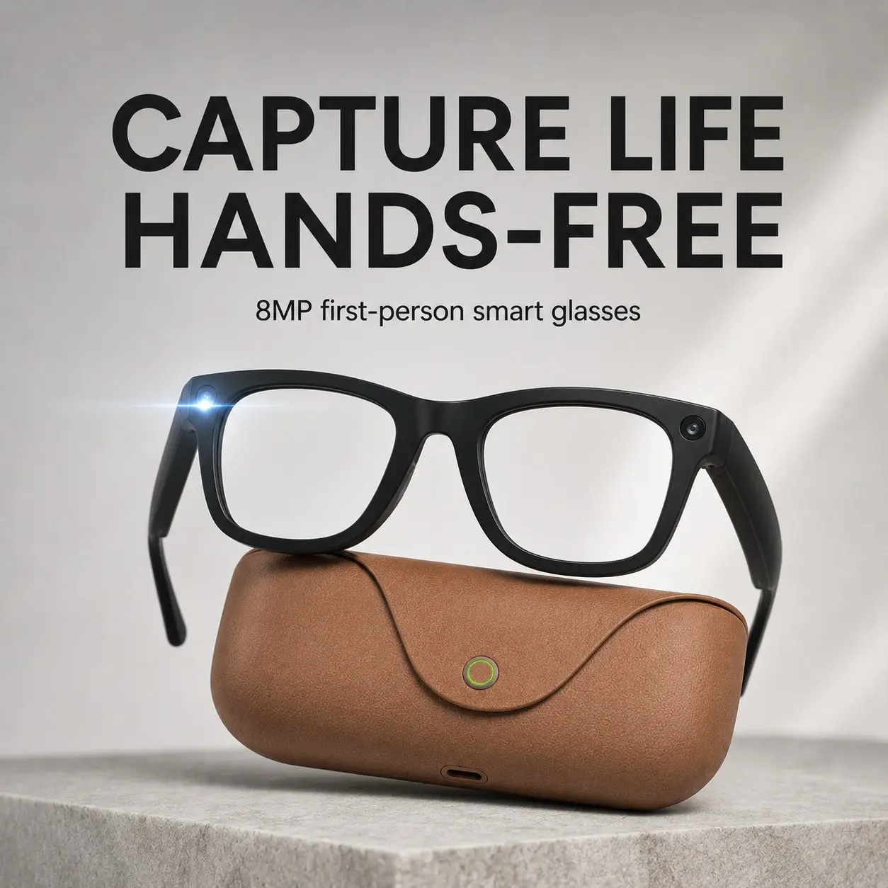 Touch Control Smart Eyewear Ai Translator, Modern Wearable Smart Glasses, HD Photos Videos, Bluetooth-compatible Call Music, Charging Case Included
